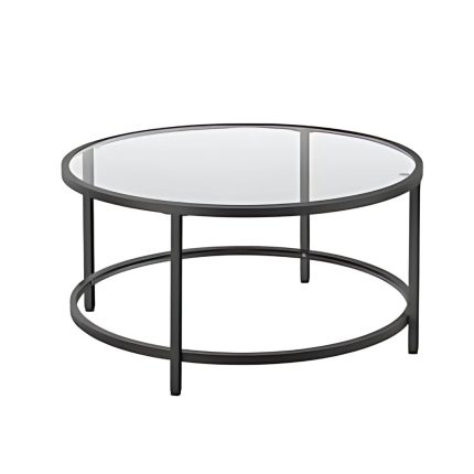 Black Round Glass Coffee Table - 36 Inch