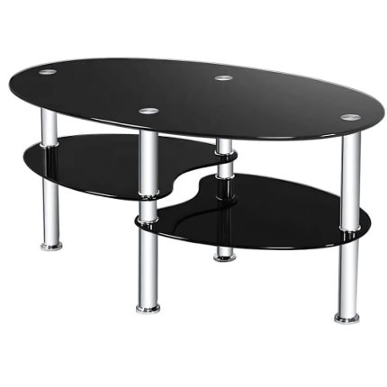 Klicktive Oval 3-Layer Glass Coffee Table