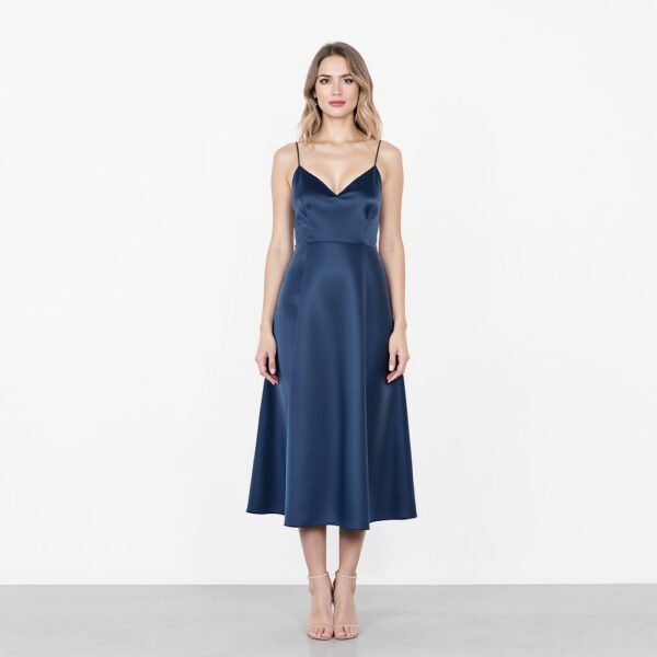 Women Satin Slip Dress – A-Line, Navy, Sizes 0-12
